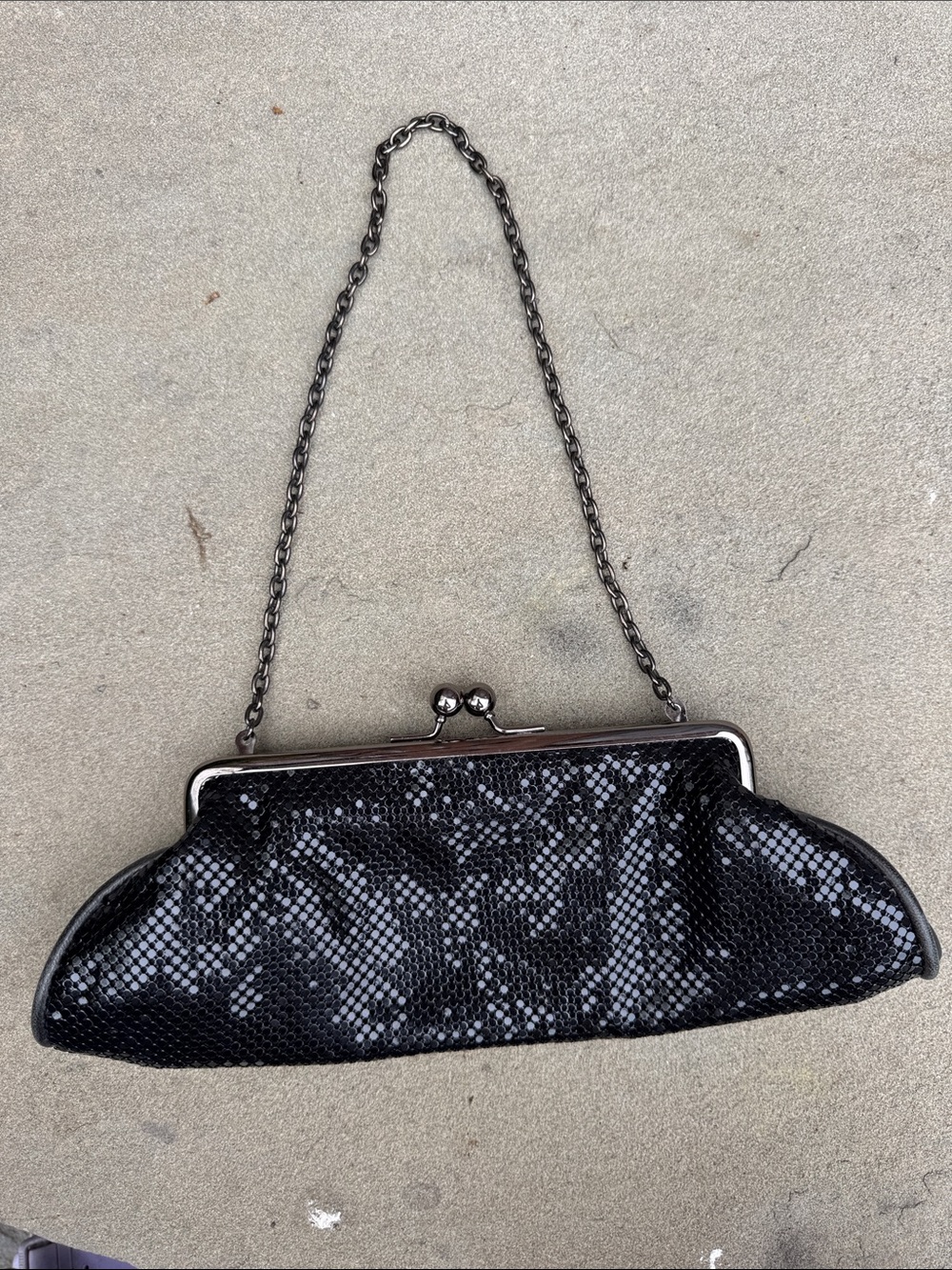 WHITING AND DAVIS BLACK MESH EVENING HAND BAG PURSE MADE IN USA